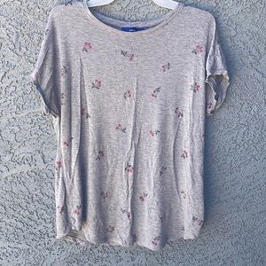 Apt. 9 Gray Floral Short Sleeve Tee